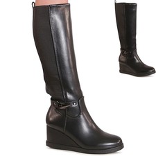 Bottes Femme Talon Compensé Long 6 cm Synthétique Noir Fermeture Éclair Bottes femme price