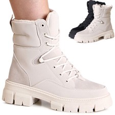 Bottes Biker Femme À Talon Plat Bottines D'Hiver En Fourrure Synthétique Bottes femme price