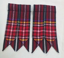 Homme Kilt Écossais Tuyau Chaussettes Flashes Noir Stewart Acrylique Laine Rayée Flashes price