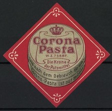Marque publicitaire Corona Pasta, la couronne des produits de nettoyage, W.... Cleaning produits price