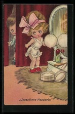 Carte postale Curiosité indomptée, petit voyeur et fille en sous-vêtements... Sous-vêtements fille price