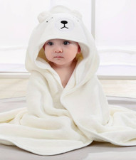 Cape de bain bébé / serviette de bain / peignoir à capuche ours blanc neuve Bébé peignoir price
