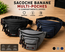 Sacoche Banane Multi-Poches Homme Femme Sport Voyage 6 Compartiments Zip Noir Gr Sport sac homme price