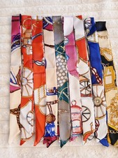 Lot Foulards Fins Femme Cheveux Cou Sac Motifs Équestres Hair Scarf Bag Wrap Scarf femme price