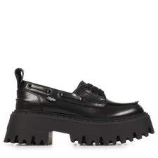 Chaussures Ville casual Buffalo femme Aspen Boat Noir Noire Synthétique Lacets Boat chaussures femme price