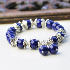 Bracelets Miao couleur argent bleu pierre ethnique 077B cadeau de Noël/cadeau d'anniversaire Ethnic bracelet price