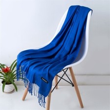 Echarpe étole châle scarf bleu saphir unie cachemire laine top qualité cadeau Scarf price