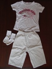 Ensemble Panta-court blanc + T-shirt blanc brodé + Chaussettes Taille 23 mois Chaussettes ensemble fille price