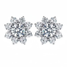 Boucles d’Oreilles Fleur Diamant Moissanite 0,5 Ct – couleur D VVS1 Diamant boucles d'oreilles price