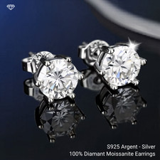 Boucles d'oreilles Diamant Moissanite avec 2 certificats D VVS1 - 1 Carat - 6.5m Diamant boucles d'oreilles price