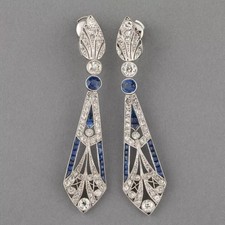 Boucles d'oreilles rondes art déco création laboratoire diamant et saphir mar... Diamant boucles d'oreilles price