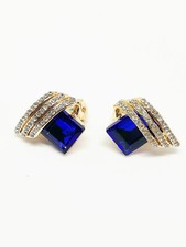 Boucles D'oreilles Bijoux Femme Diamant Saphir bleu - Doré - V1 Diamant boucles d'oreilles price