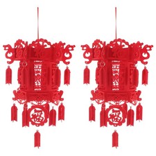 2 Pcs Carved Wooden Lantern Lanternes Suspendues Chinoises Décorative Rouge Decorative Lantern price