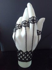 Bracelet de Main Gothique Noir Femme Bague Chaîne Hand Chain Goth Punk Bijou Shahmeran bracelet price