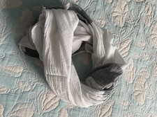 CHECHE BANDEAU FOULARD ÉCHARPE COTON HOMME RAYÉ BLANC & GRIS À ENROULER Écharpe homme price