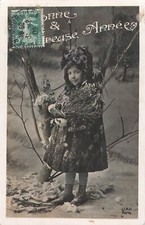 CP BONNE ANNEE PETITE FILLE MANTEAU CHAPEAU AVEC GUI Manteau fille price