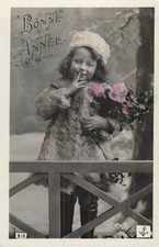 CP BONNE ANNEE PETITE FILLE CHAPEAU MANTEAU FOURRURE ENVOIE BAISER ROSES 69398 Manteau fille price