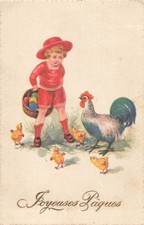CP ILLUSTREE PAQUES ENFANT CHAPEAU POULE POUSSINS - 65542 Chapeau enfant price