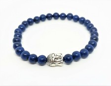 Bracelet perles de Lapis lazuli 6mm et Bouddha argenté : Anti-stress, confiance Argent bracelet price