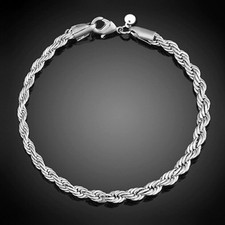 Bracelet argent mailles "Corde" - 4 mm x 19,5 cm - Envoi de France immédiat Argent bracelet price