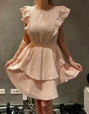 Robe rose T 38 M évasé  froufrou ruche coton doublé volant Mariage robe price