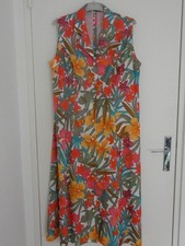LONGUE BOUTONNéE Robe Femme Taille 46 XL Evasée Motif floral Rouge Jaune Mariage robe price