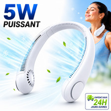 Ventilateur de Cou Portable 5W Puissant USB Sans Fil 3 Vitesses Silencieux Blanc Ventilateurs price