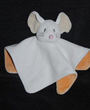🍀Doudou Plat Souris Carré  INFLUX CORA Bleu Gris Orange Mouchoir Ancien Modèle Mouchoir price