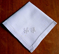 Serviette thé/Mouchoir ancien brodé en pur fil de lin monogramme fleur CR/Jour/1 Mouchoir price