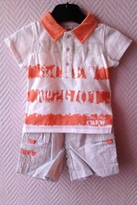 Ensemble Garçon - 6 Mois "Tee-Shirt Orange + Short Gris" - Neuf Ensemble garçon price