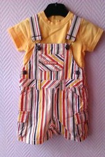 Ensemble Garçon Rayé - 6 Mois "Tee-Shirt + Salopette/Short" - Neuf Ensemble garçon price