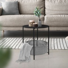 Table d'appoint anthracite panier de rangement gris bout de canapé métal 43x51cm Table d'appoint de canapé price