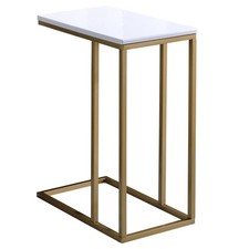 Table d'appoint table à café bout de canapé en métal doré et MDF décor blanc Table d'appoint de canapé price
