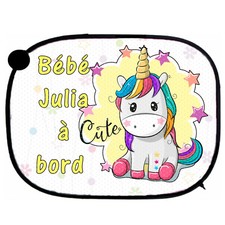 Pare soleil pour voiture bebe a bord personnalisé prénom au choix réf 23 Bébé pare-soleil price