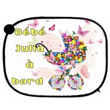 Pare soleil pour voiture bebe a bord personnalisé prénom au choix réf 22 Bébé pare-soleil price