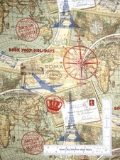 Mappamondo Mappa Viaggio Parigi Roma Tessuto Da Cantiere Aereo Continenti Cotone Map & Globe price