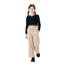 Set Abbigliamento Hip Hop Ragazza PATPAT Crop Top Pantaloni Nero Beige 7 8 Anni Set Abbigliamento Ragazza price