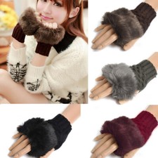 GUANTI DONNA LANA INVERNALI SENZA DITA PELLICCIA ECO PESANTI MEZZE DITA 6 COLORI Guanti Donna price