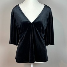 Camicetta bambola Knox Rose donna velluto nero manica 3/4 scollo a V taglia XXL festa Blouse Bebè price