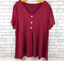 Camicetta Skue Curve donna 4XL bordeaux babydoll manica corta scollo a V elasticizzata Blouse Bebè price