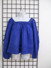 BANANA REPUBLIC 🌸 TAGLIA MEDIA== BLUSA BLU COBALTO / RAMIE / BABYDOLL Blouse Bebè price
