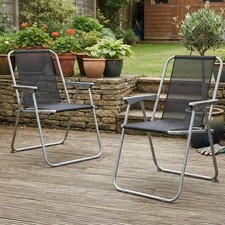 Sedie pieghevoli compatte da esterno - struttura in metallo grigio e robusto tessuto nero per 2 Folding Sedia price