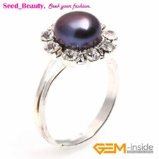Anello Argento Regolabile Perle Acqua Dolce Perline Forma Fiore Strass Gioielli Pearl Anello price