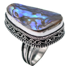 Anello Abalone Shell pietra preziosa naturale placcato argento misura USA-7,75 A 318 Pearl Anello price