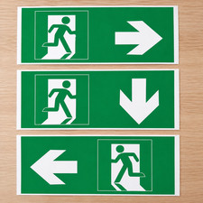 Etichetta Segnaletica Adesiva USCITA EMERGENZA FRECCIA DX,FRECCIA SX,FRECCIA GIU Etichetta price