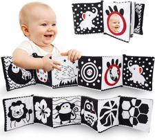 Giocattoli Sensoriali in Bianco e Nero, Libro per Bambini Morbido ad Alto Contrasto con Specchio Morbido, Dou Monitoring Specchio Bebè price