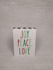 Nuovo! "Joy Peace Love" Insegna Natalizia Legno Decorazione Tavola Arlecchino Novità Vacanze Door Ornament Bebè price