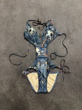 RARO costume da bagno Y2K vintage Laguna Beach Jean Co. Monokini grunge piccolo stampa denim Monokini price