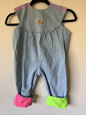 Salopette vintage anni 90 Y2K Krickets ragazza denim bolla con polsini colorati taglia 24M Overalls Bebè price