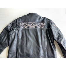 Giacca vintage Milwaukee in pelle con teschio da moto taglia 4XL Leather Abbigliamento Uomo price